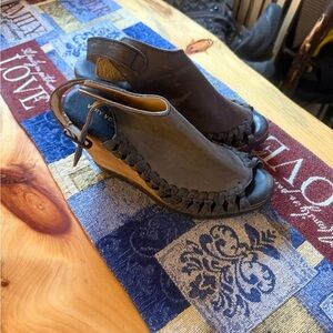 Blue Woven Leather Sandals